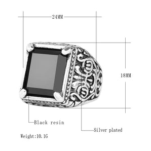 Silver Black Stone Ring