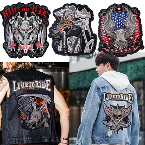 Punk Biker Patch Iron/Sew On Embroidery Patches On Clothes